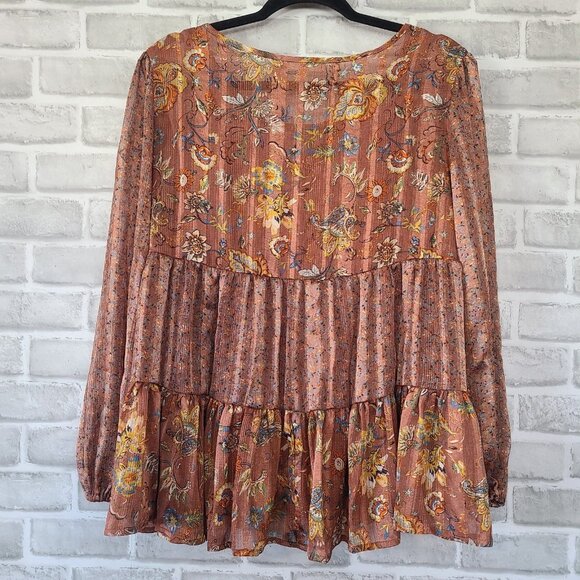 Farmers Market Floral Peasant Top Boho NWT NEVER WORN - Picture 2 of 10